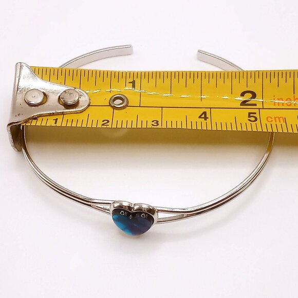 Women's Bracelet Heart Abalone Style Design Bracelet Adjustable Open Cuff - Picture 6 of 6